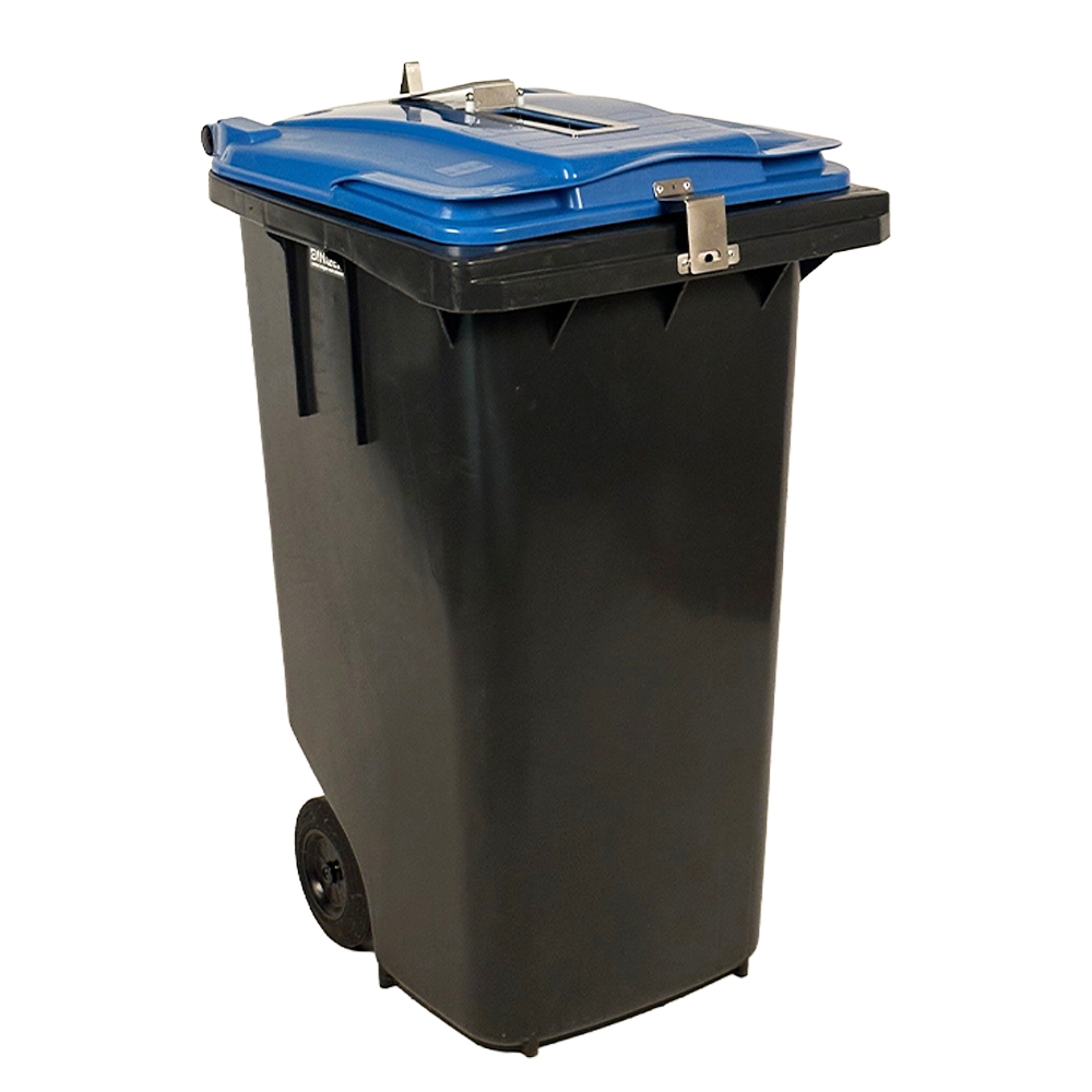 Stembuscontainer voor stembiljetten - 240 liter grijs met blauw deksel