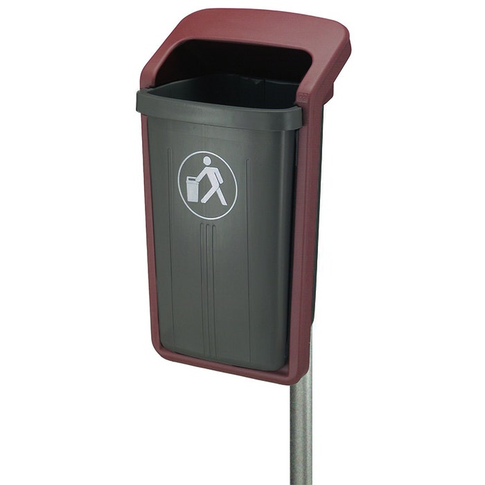 Kunststof buitenafvalbak Elegant 50 liter grijs, rood