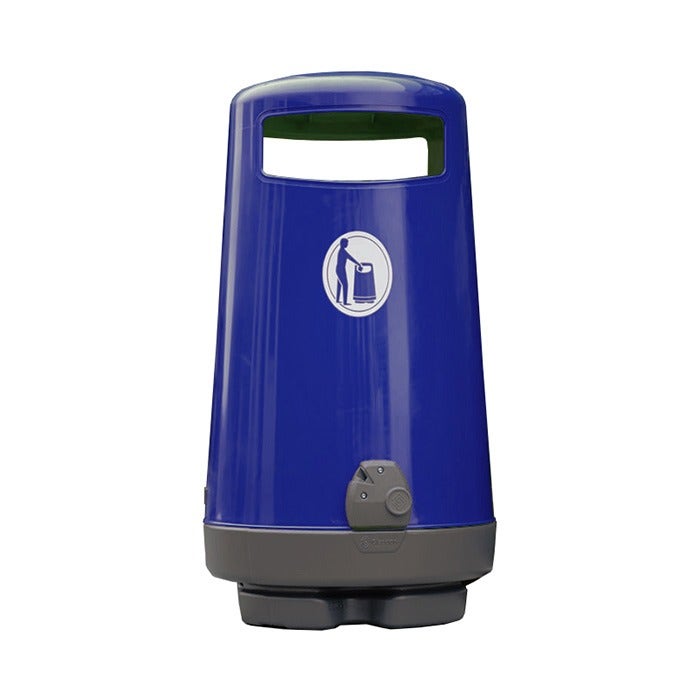 Topsy® 2000 buitenafvalbak blauw met wit logo + sleutel