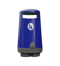 Topsy® 2000 buitenafvalbak blauw met wit logo + sleutel