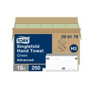 Tork handdoekpapier Advanced groen H3 V-vouw 2-laags - 15 pakken à 250 vellen - 290179