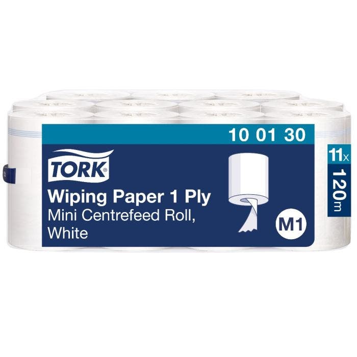 Tork poetspapier Clean M1 1-laags 120 meter - Pak 11 rollen - 100130