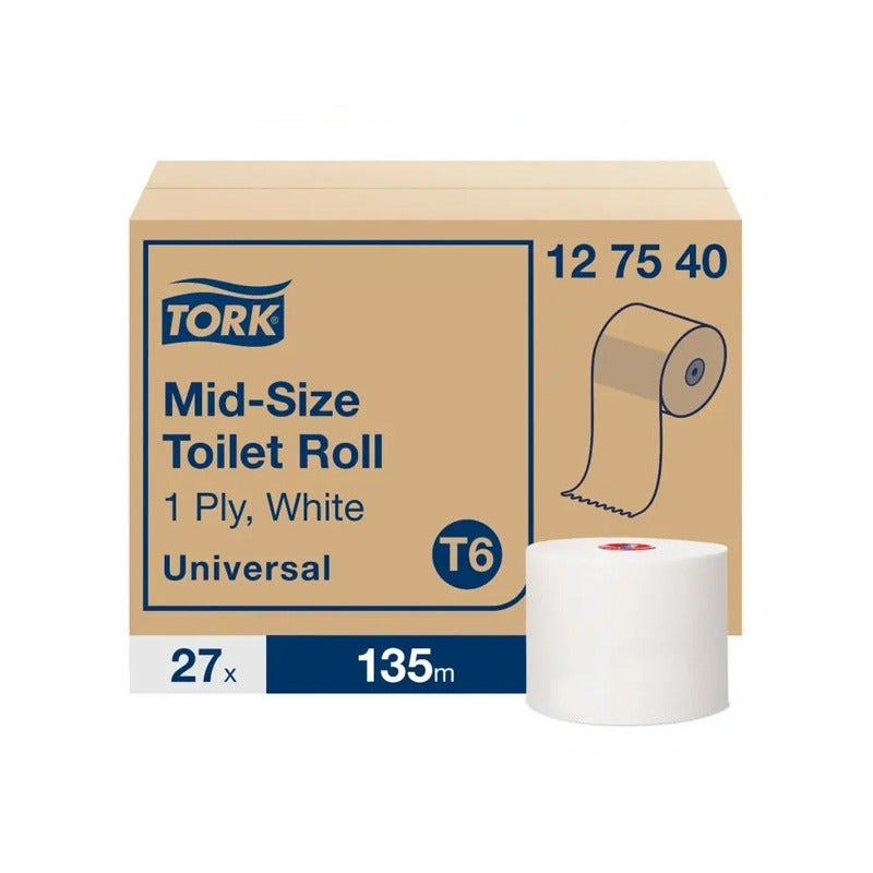 Tork toiletpapier Universeel T6 1-laags 135 meter - Pak 27 rollen - 127540