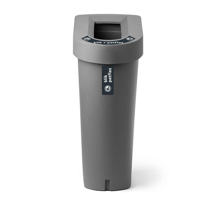 UBin afvalbak 70 liter grijs - zwart voor fles + blik