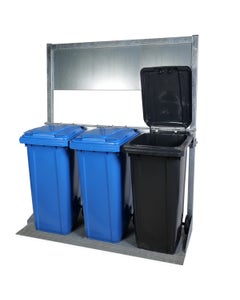 Wegstandaard voor 3x 240 liter container - met stickerbord