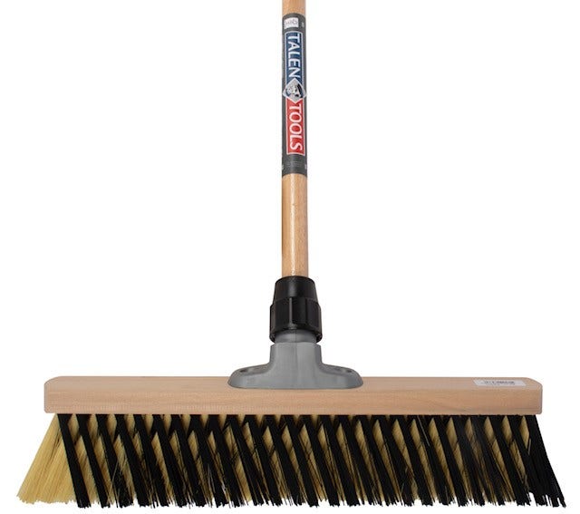 Zachte bezem X-profiel 40 cm. crème/zwart inclusief bezemsteel 150 cm.