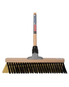Zachte bezem X-profiel 40 cm. crème/zwart inclusief bezemsteel 150 cm.