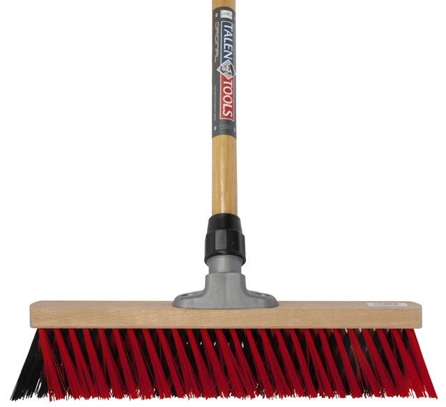 Buitenbezem X-bezem nylon 40 cm rood/zwart met bezemsteel 160 cm
