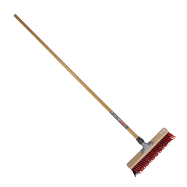 Harde bezem X-profiel 40 cm. rood/zwart inclusief bezemsteel 140 cm.