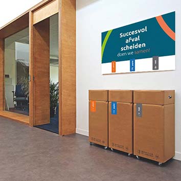Afvalbox afvalscheidingsstation op wielen met 3 afvalstromen