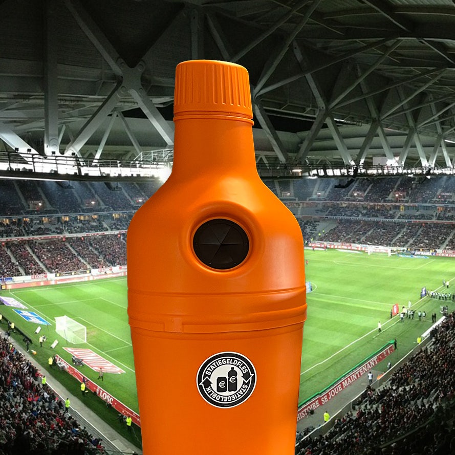 Oranje PETman statiegeldinzamelbak voor flesjes en blikjes - statiegeld inzameling