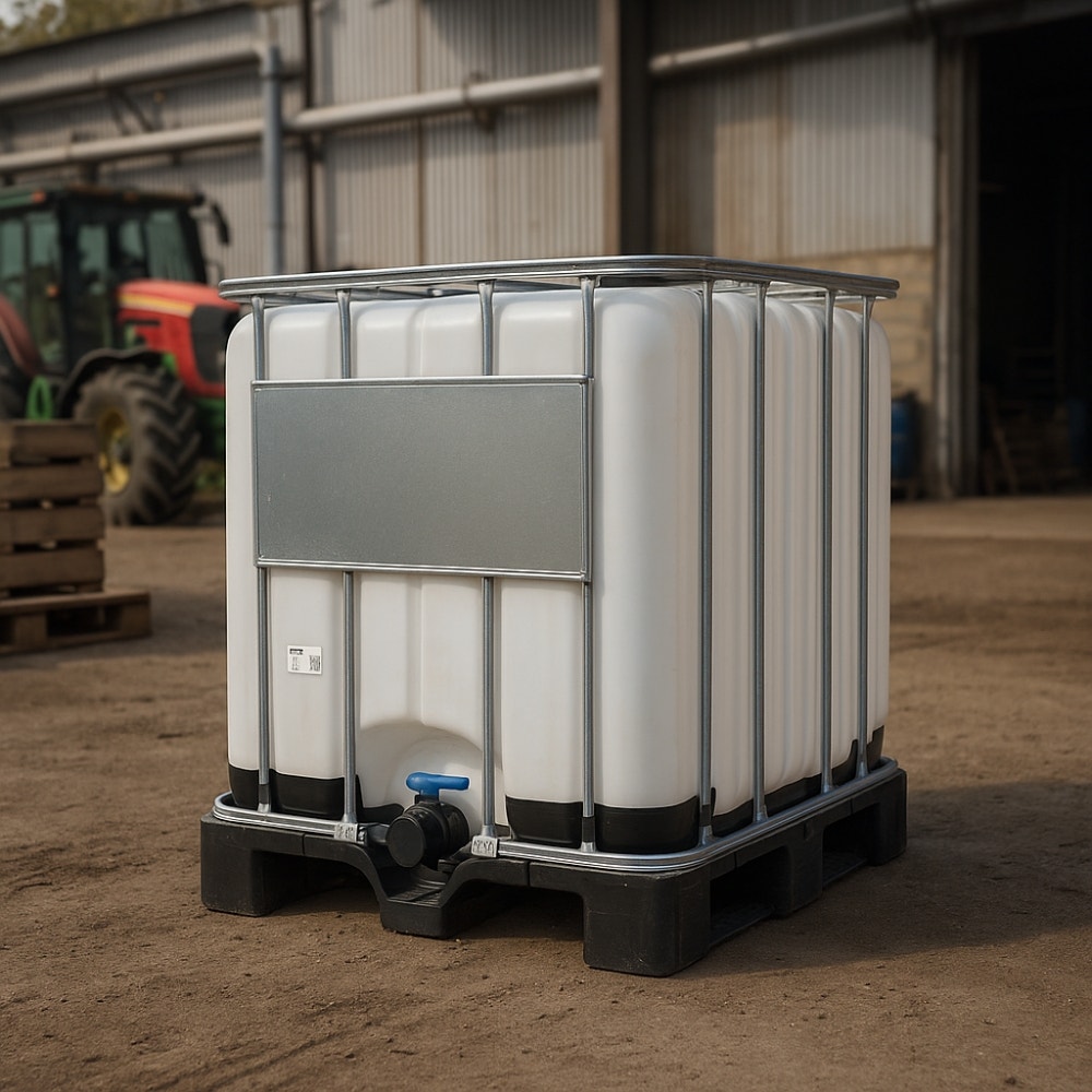 IBC container 1000 liter gebruikt voor landbouw werkzaamheden
