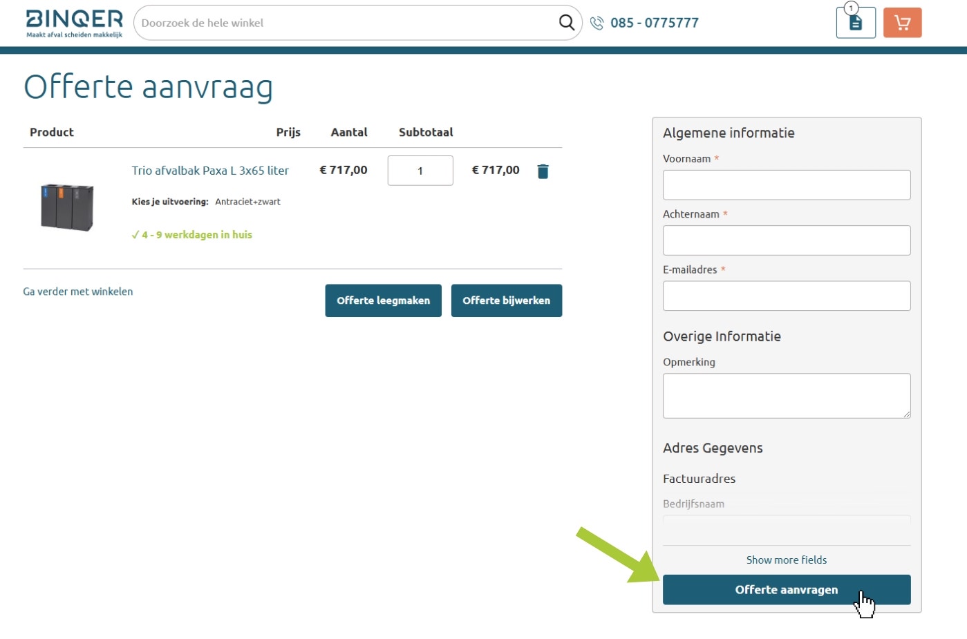 Online offerte maken - Stap 3