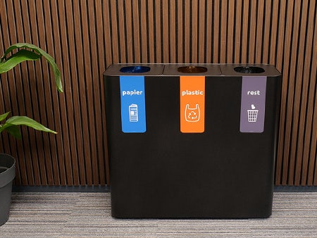 Afvalbak Pure 3x60 liter zwart met Nederlandstalige stickers