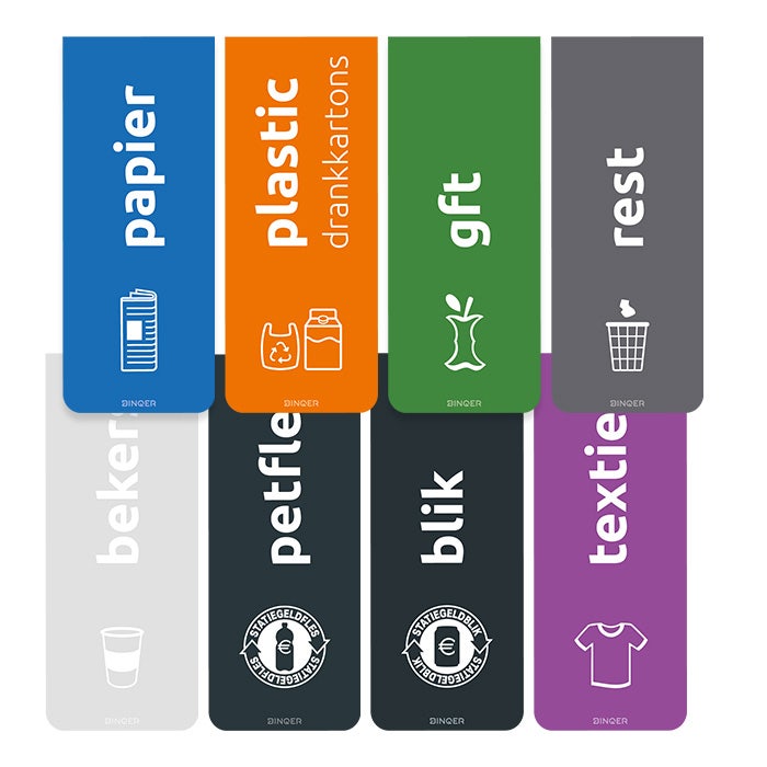 Stickers ter aanduiding van de afvalstroom