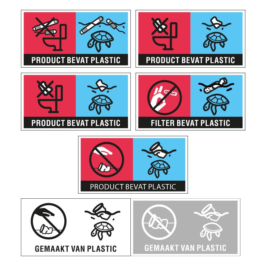 Markering als een product plastic bevat